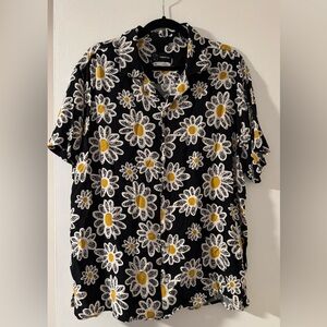 Men’s Original Use Black and Yellow Floral Button Down Shirt